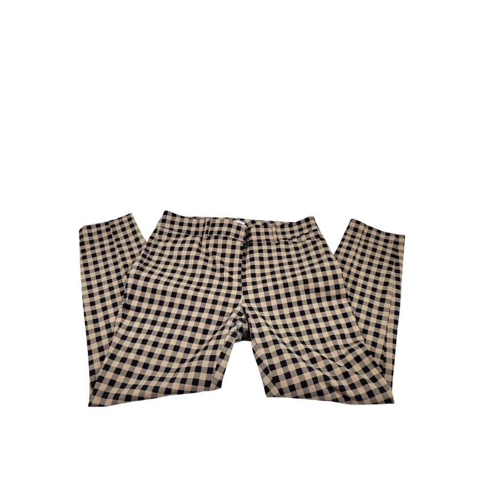 New York & Company Pants Womens 10 Tan Black Excellent Gingham Stretch Ankle